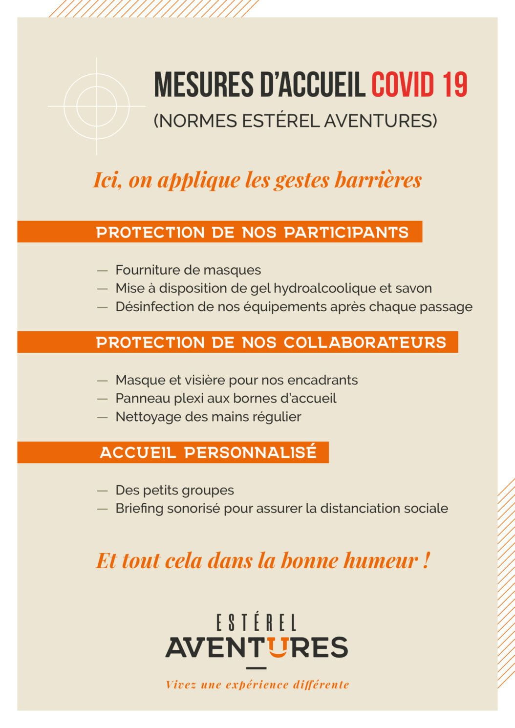 Estérel Aventures et les mesures sanitaires (coronavirus)